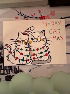 Cartoon Merry Catmas A5 Canvas Board - WeavieWhimsies